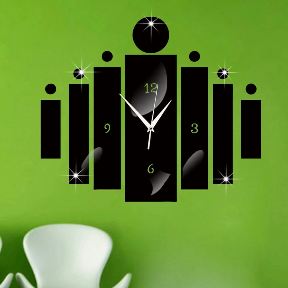 Acrylic Large Rectangles Wall Clock Black shine