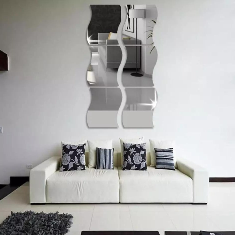 6x Silver Acrylic Mirror (Big Size Zigzag)