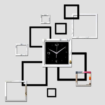 Modern Silver and Black Acrylic Wall clock