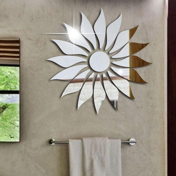Acrylic Mirror Silver Sunflower Home Decor Mirror(Acrylic)