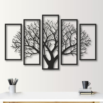 Five Frames Tree 3D art office Decor for Walls