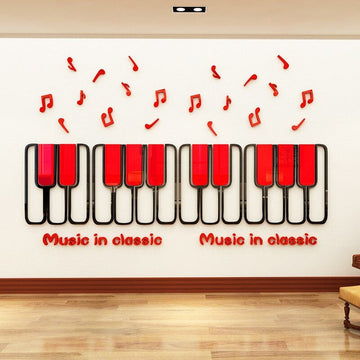 Piano with sound waves Wall Art