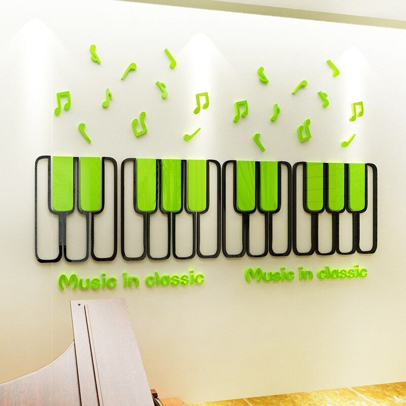 Piano with sound waves Wall Art